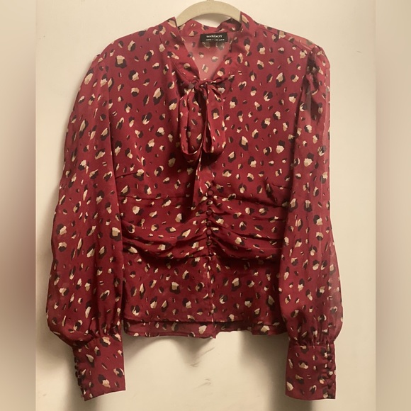 Bardot size 6/small burgundy & leopard print blouse - Picture 1 of 5